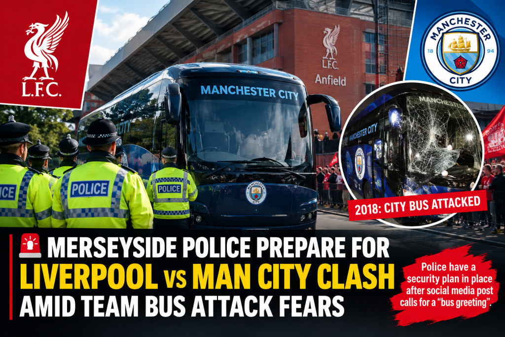 Merseyside Police Prepare for Liverpool vs Man City Clash Amid Team Bus Attack Fears