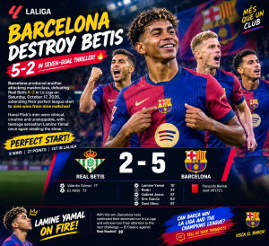 BARCELONA DESTROY REAL BETIS 5–2 IN SEVEN-GOAL THRILLER! 🤯
