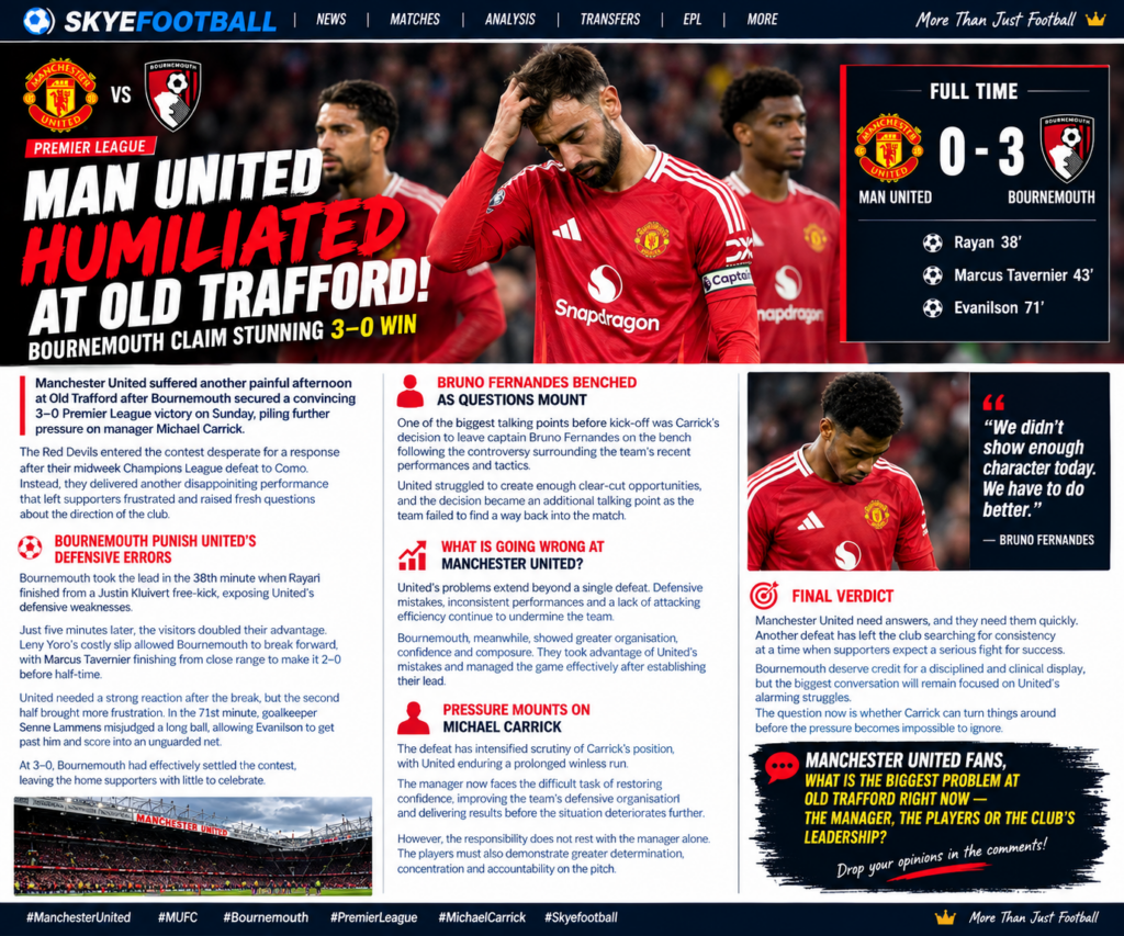 MANCHESTER UNITED HUMILIATED AT OLD TRAFFORD! BOURNEMOUTH CLAIM STUNNING 3–0 WIN 😱