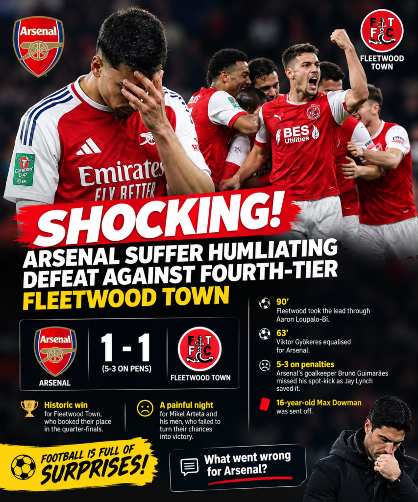 SHOCKING! Arsenal Suffer Humiliating Defeat Against Fourth-Tier Fleetwood Town 😱💔