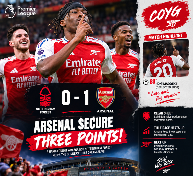 ARSENAL GRIND OUT A CRUCIAL WIN AGAINST NOTTINGHAM FOREST AS THE TITLE RACE HEATS UP! 🔥🏆
